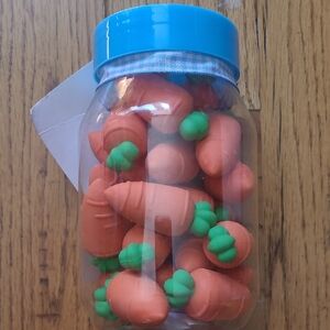 Carrot Erasers in Jar - Orange and Green